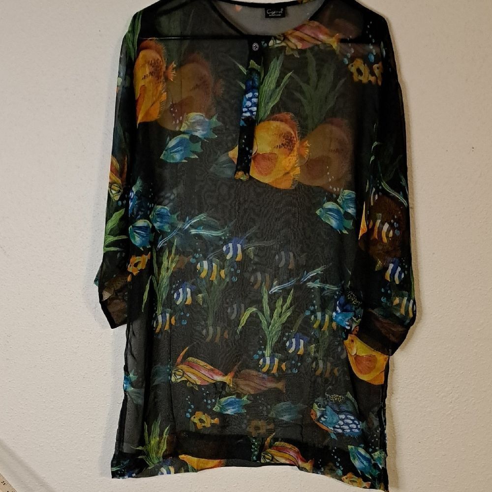Fish Sheer Swim Cover up Top